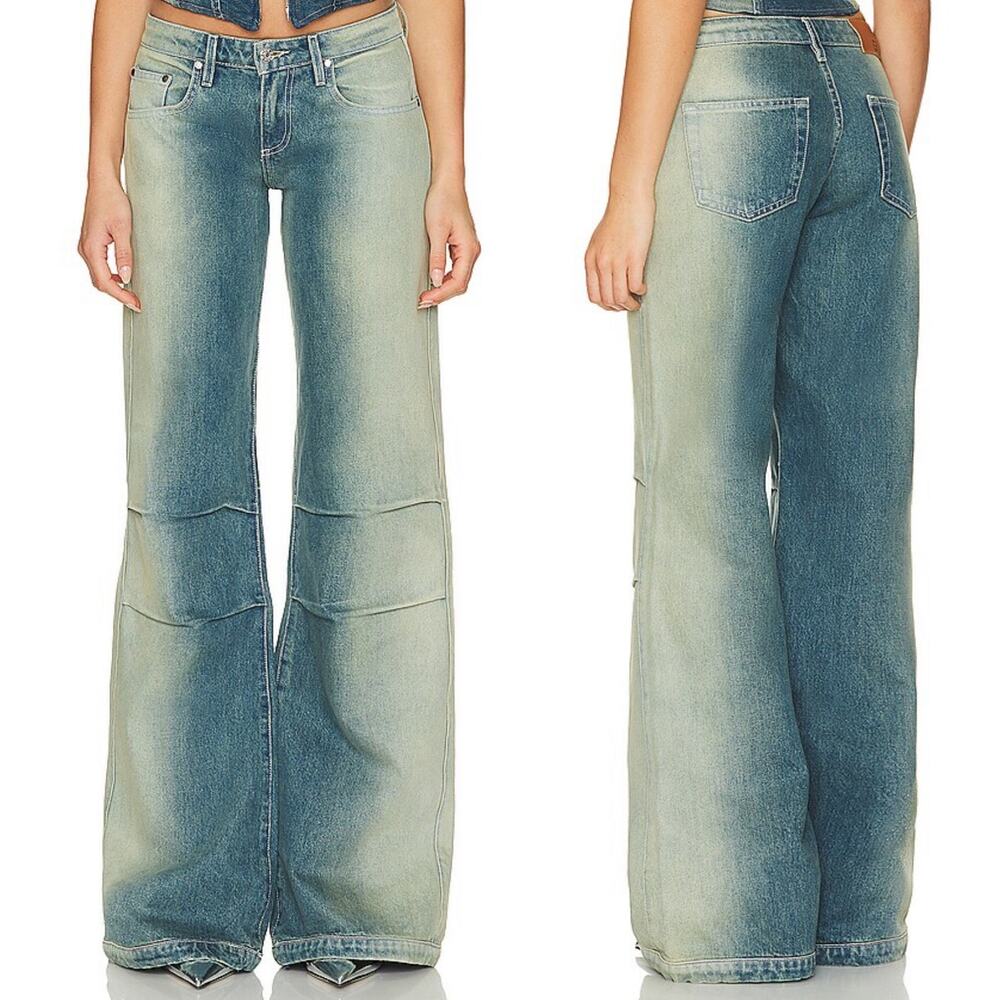EB Denim Loon Wide Leg Jeans Women’s Size 28 Olio Spray Wash 100% Cotton